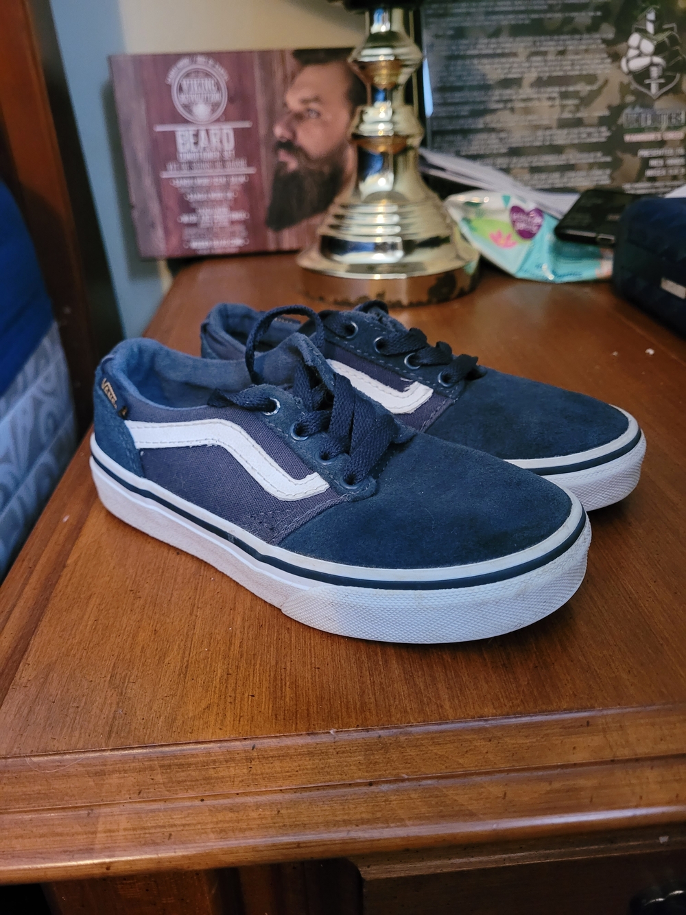 Vans Kid's Navy Suede Low-Top Sneakers Size 12